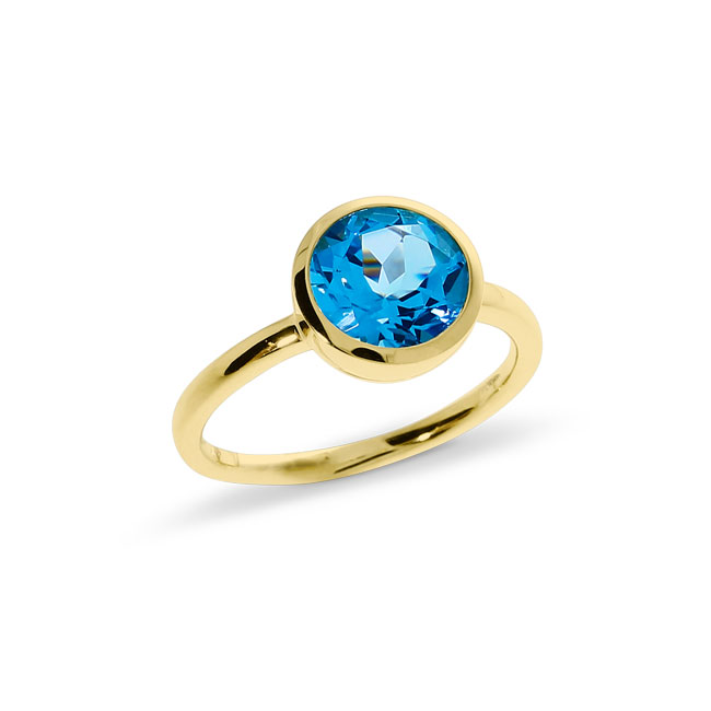 Ring Gelbgold 585 blauer Topas  