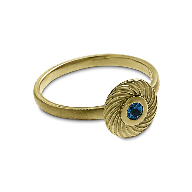 Ring Wave 585 Gelbgold blauer Topas 3 mm fac  