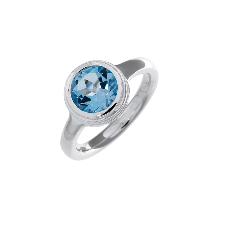 Ring Silber Crease Blossom Fassung blauer Topas 8 mm fac