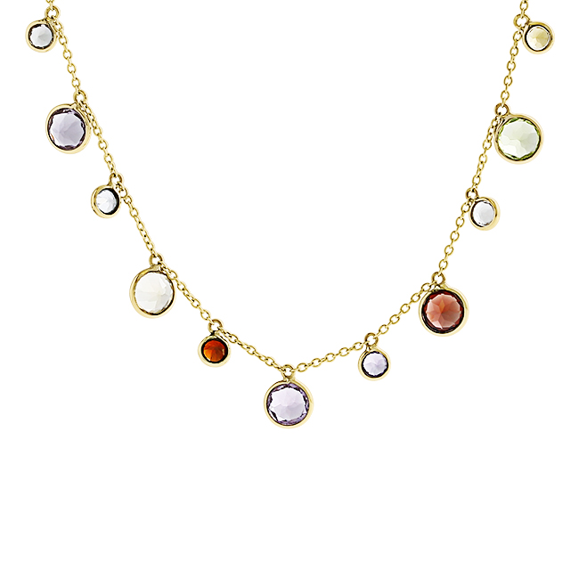 Collier 585 Gelbgold Edelsteinmix