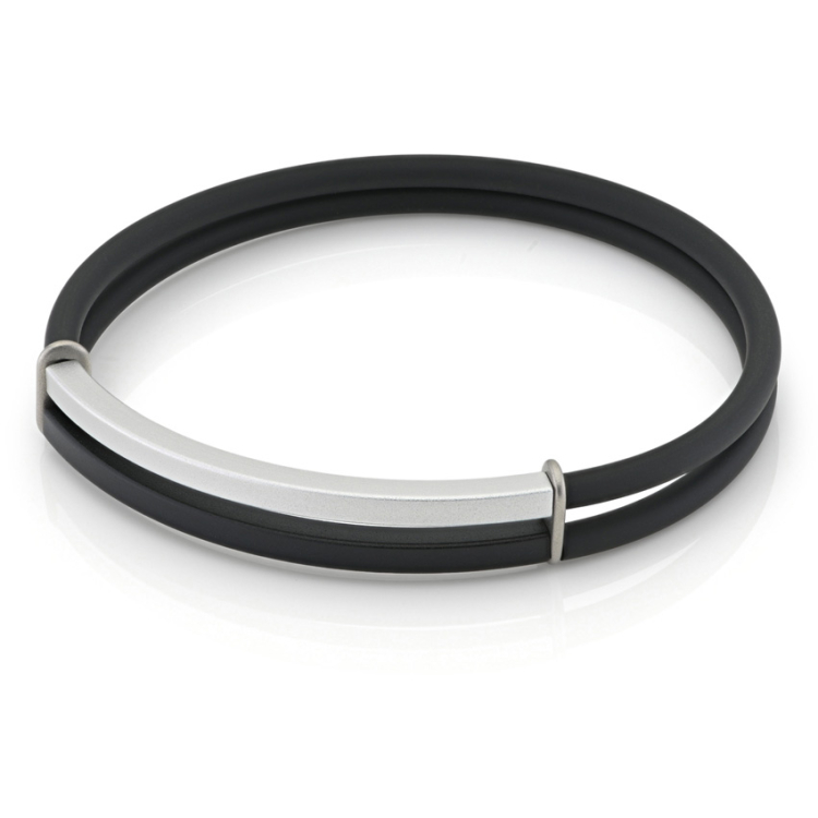 Armband Kautschuk schwarz/ Alu silber,schwarz