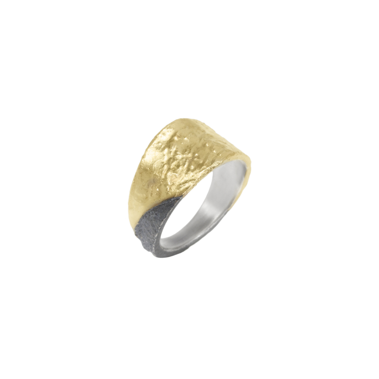 Ring Silber mit 750 Gelbgold