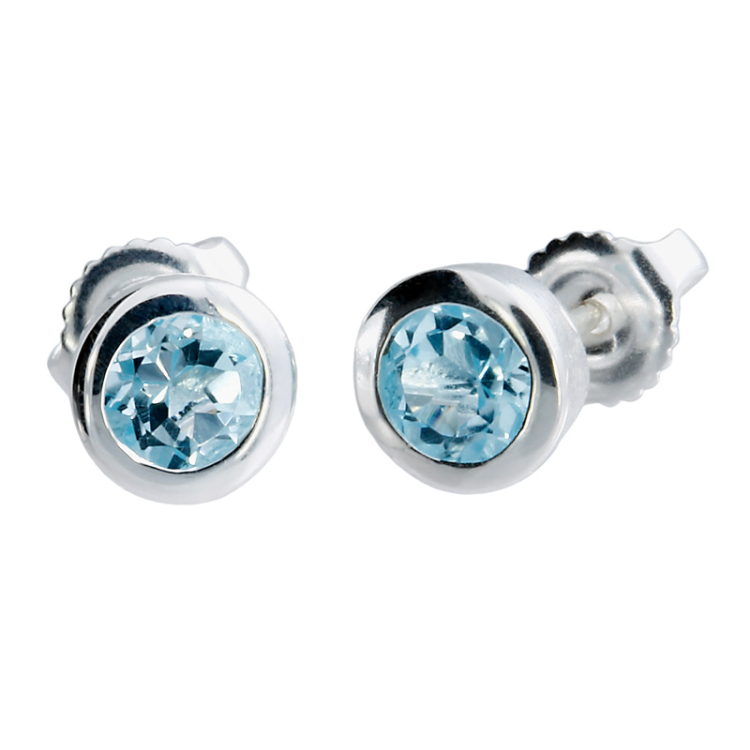 Ohrstecker Silber Sky blueTopas rund 5 mm fac