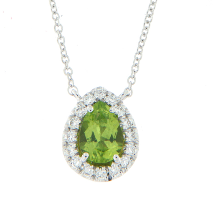 Anhänger Weißgold 750 Diamant/Peridot inkl.Kette