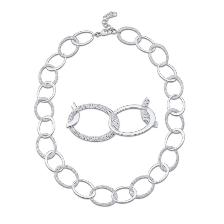 Collier Dots Silber hell oval Länge 45 cm mit Verlängerung