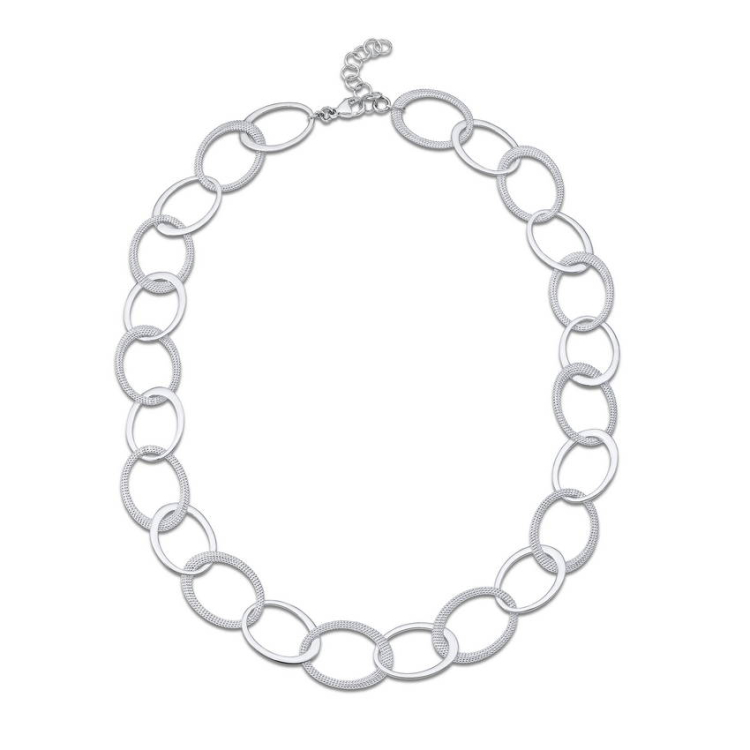 Collier Dots Silber hell oval Länge 45 cm mit Verlängerung