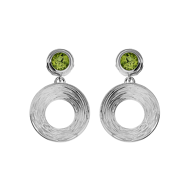 Ohrhänger Crease Circle rund 15 mm Silber hell Peridot  5 mm fac