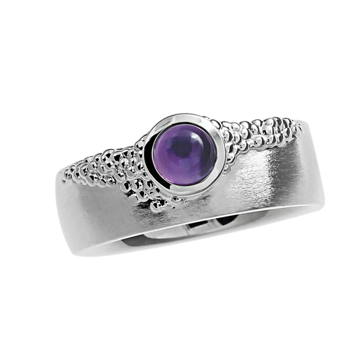 Ring Dots Silber Amethyst 5 mm rund cab Ringweite 52