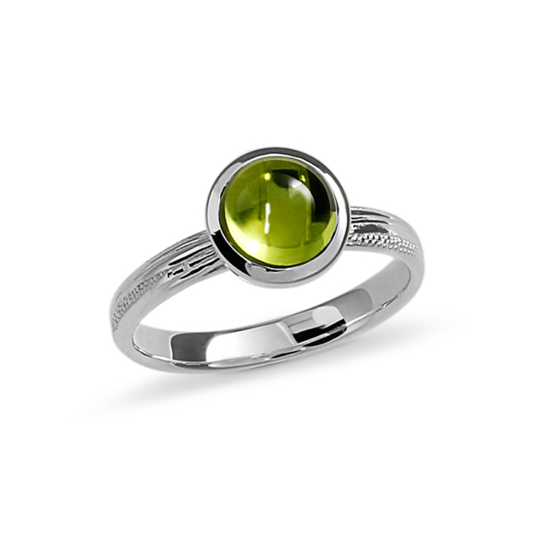 Ring Silber Strandcores Peridot 7 mm rund cab Ringweite 52