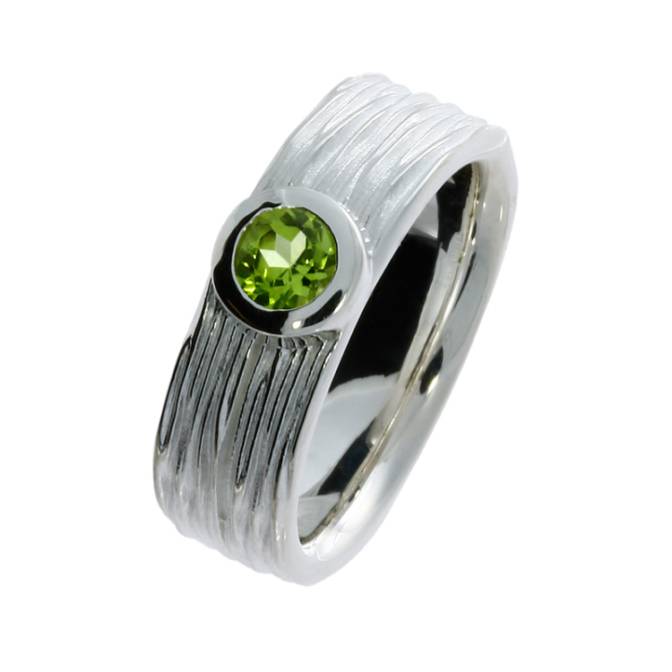 Ring si Crease Silber Peridot 5 mm fac Ringweite 56