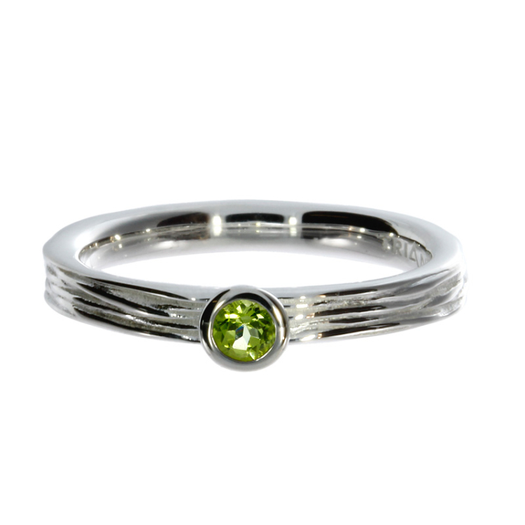 Ring si Crease Silber Peridot 3 mm fac Ringweite 62