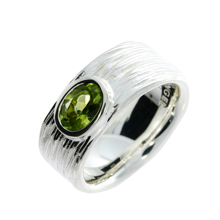 Ring si Crease peridot 7 x5 mm fac Ringweite 64