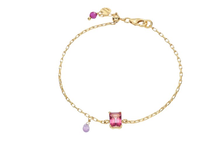 Armband Silber /goldplattiert Rosa Topas