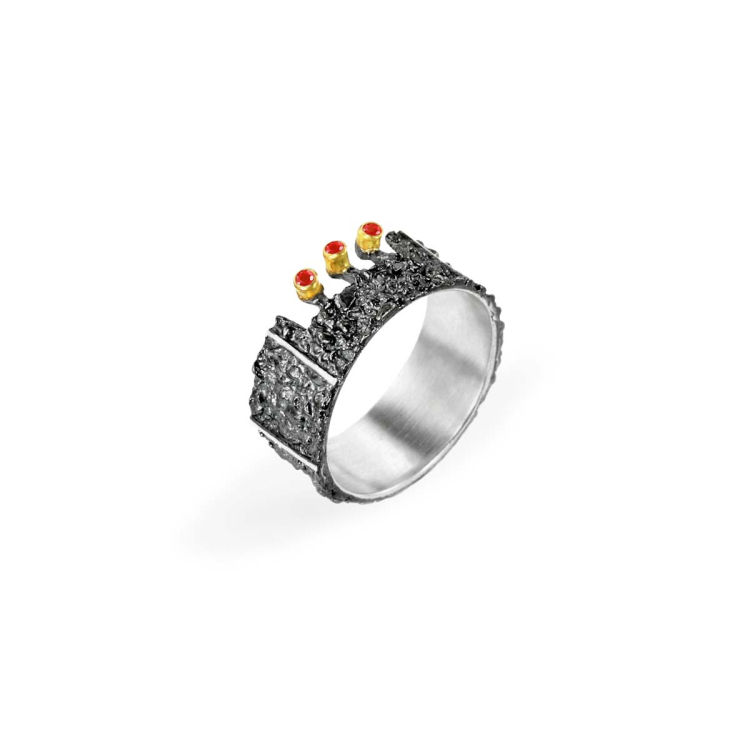 Ring Silber mit 750 Gold  Rubin 