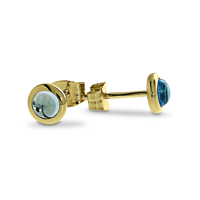 Ohrstecker Gold 585  Topas Swiss Blue 4 mm cab