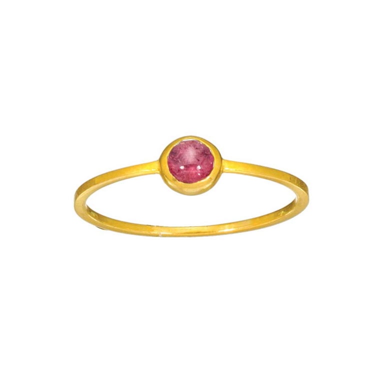 RING GOLD K14 TOURMALIN PINK cab