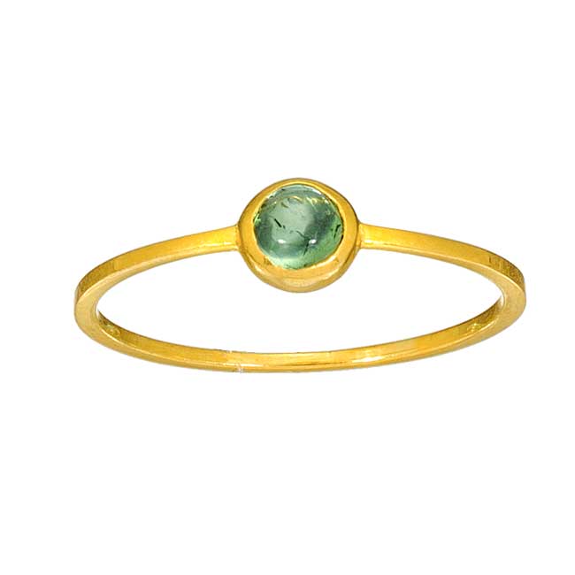 RING GOLD K14 TOURMALINE GREEN cab